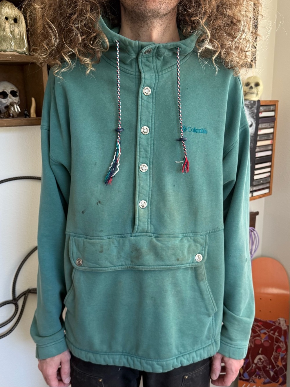 Vintage 80s 90s Columbia Distressed Anorak Hoodie ~ Size Medium